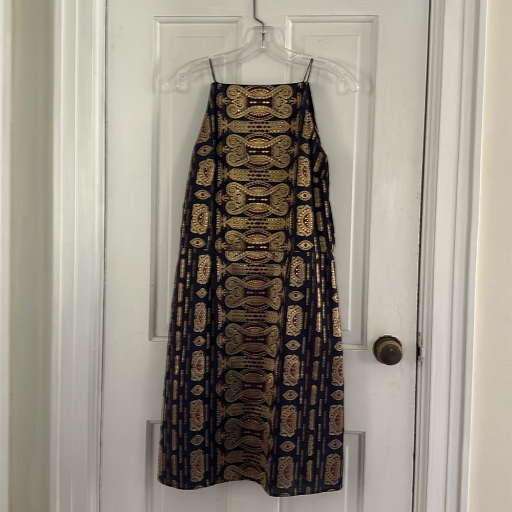 Tory Burch Black and Gold Patterned Dress